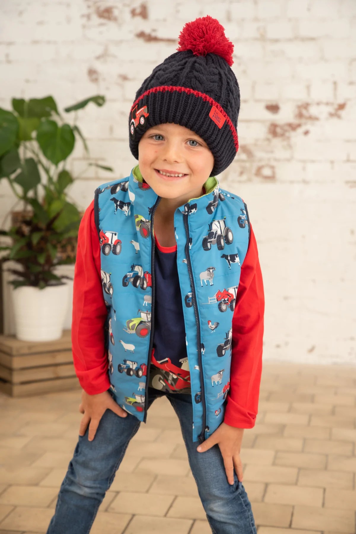 Lighthouse Children's Alex Gilet - Blue Farm Print