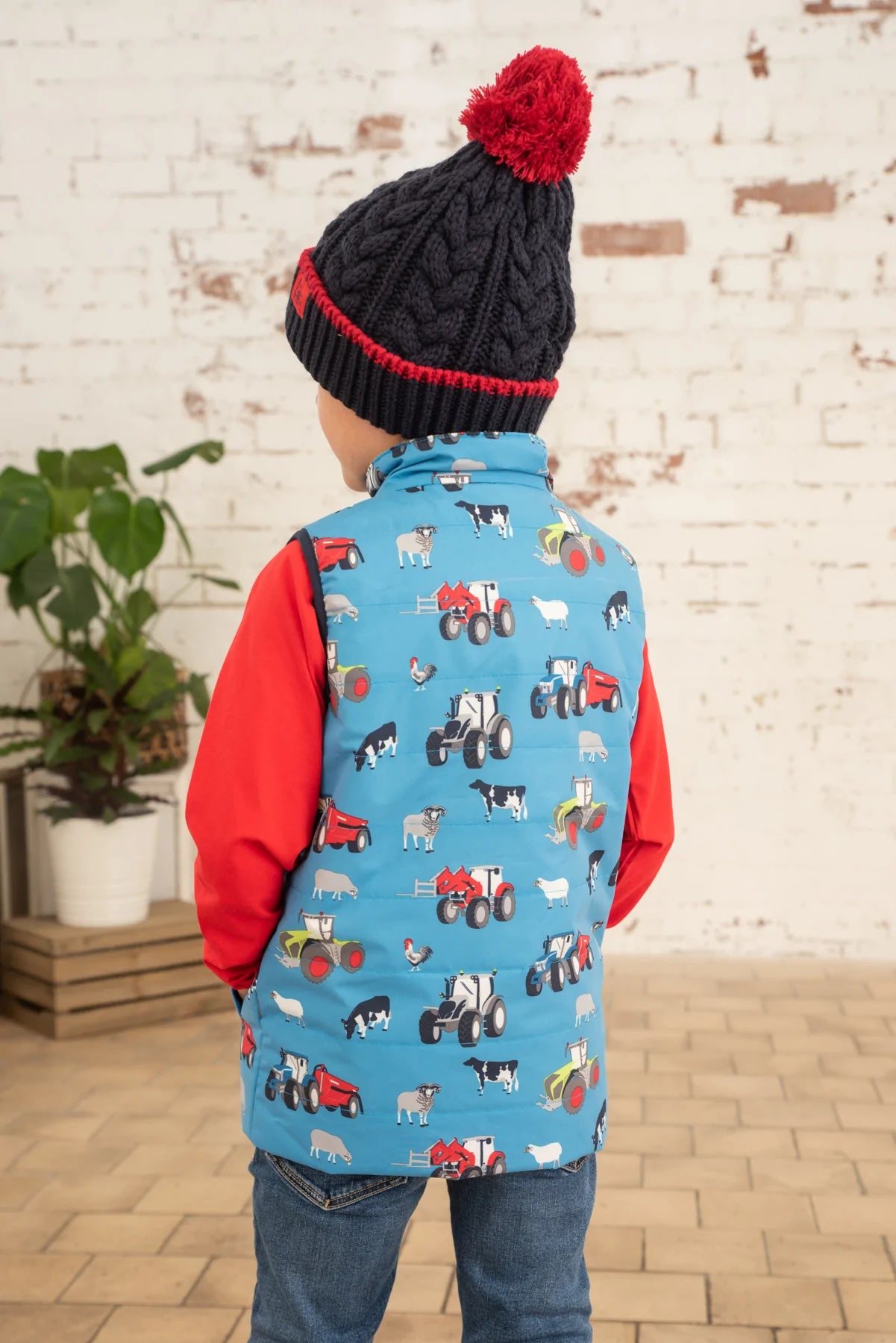 Lighthouse Children's Alex Gilet - Blue Farm Print