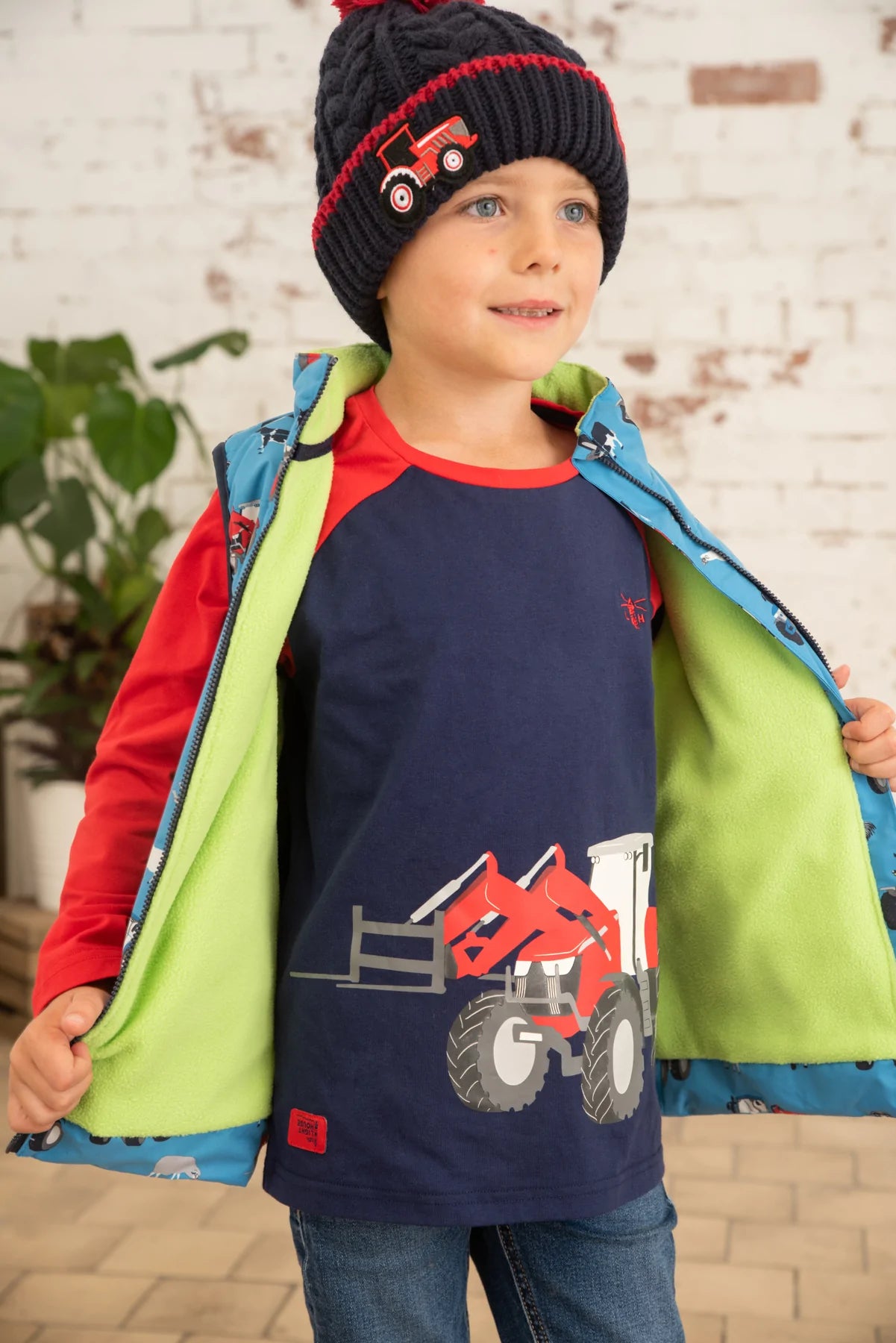 Lighthouse Children's Alex Gilet - Blue Farm Print