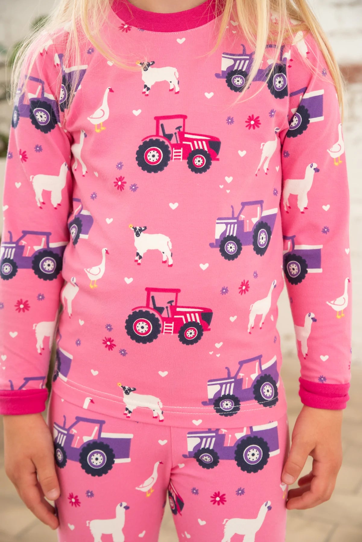 Lighthouse Pyjamas - Pink Purple Tractor Print