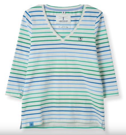 Lighthouse Ariana in Marine Blue & Seagrass Stripe with 3/4 Length Sleeve Top @ www.millscountrystore.com