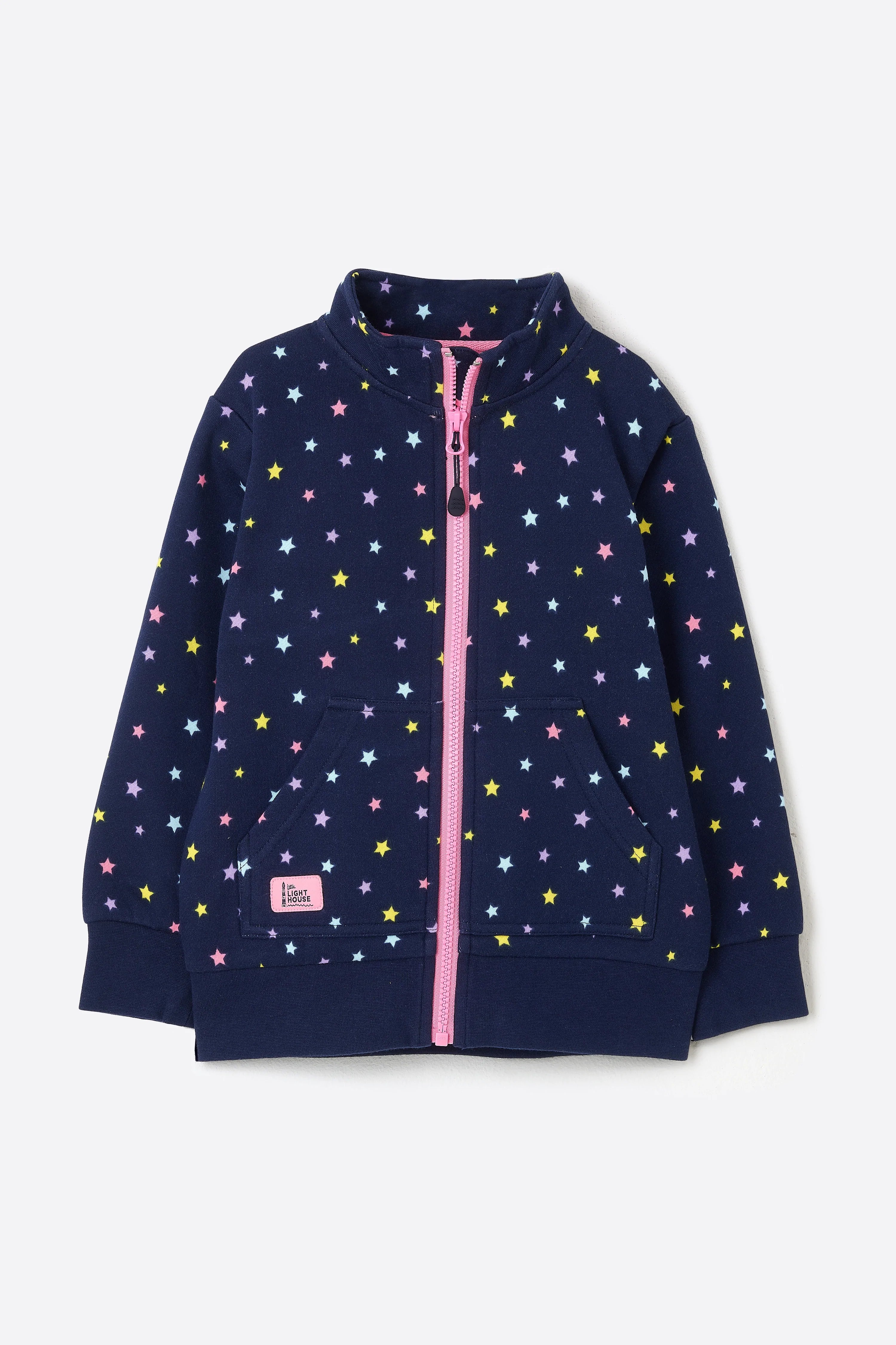 Ava Full Zip Top - Navy Star Print