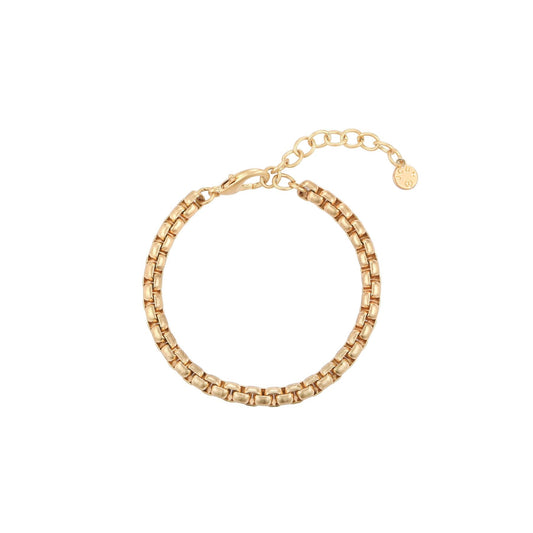 Splice Box Link Bracelet in Yellow Gold finish from Frinkle