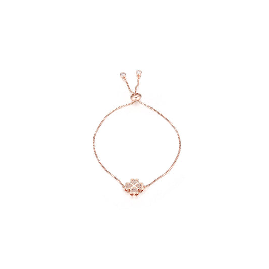 Lucky You - Rose Gold Clover Slider Bracelet - from Frinkle