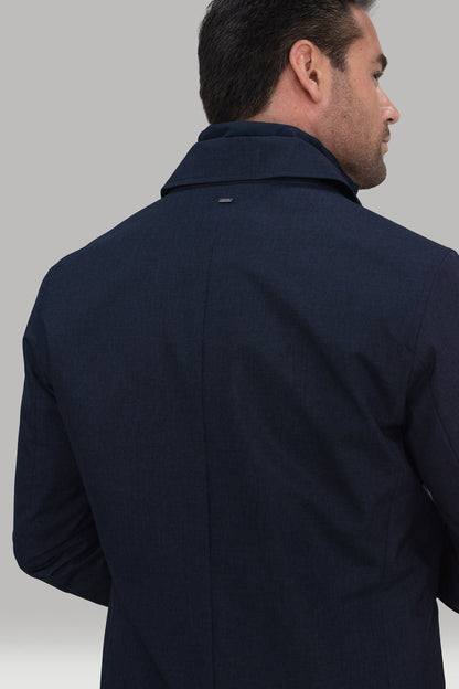 House of Cavani Brando Navy Blue Jacket OverCoat 3/4 Length with Soft Shell Inner Zip