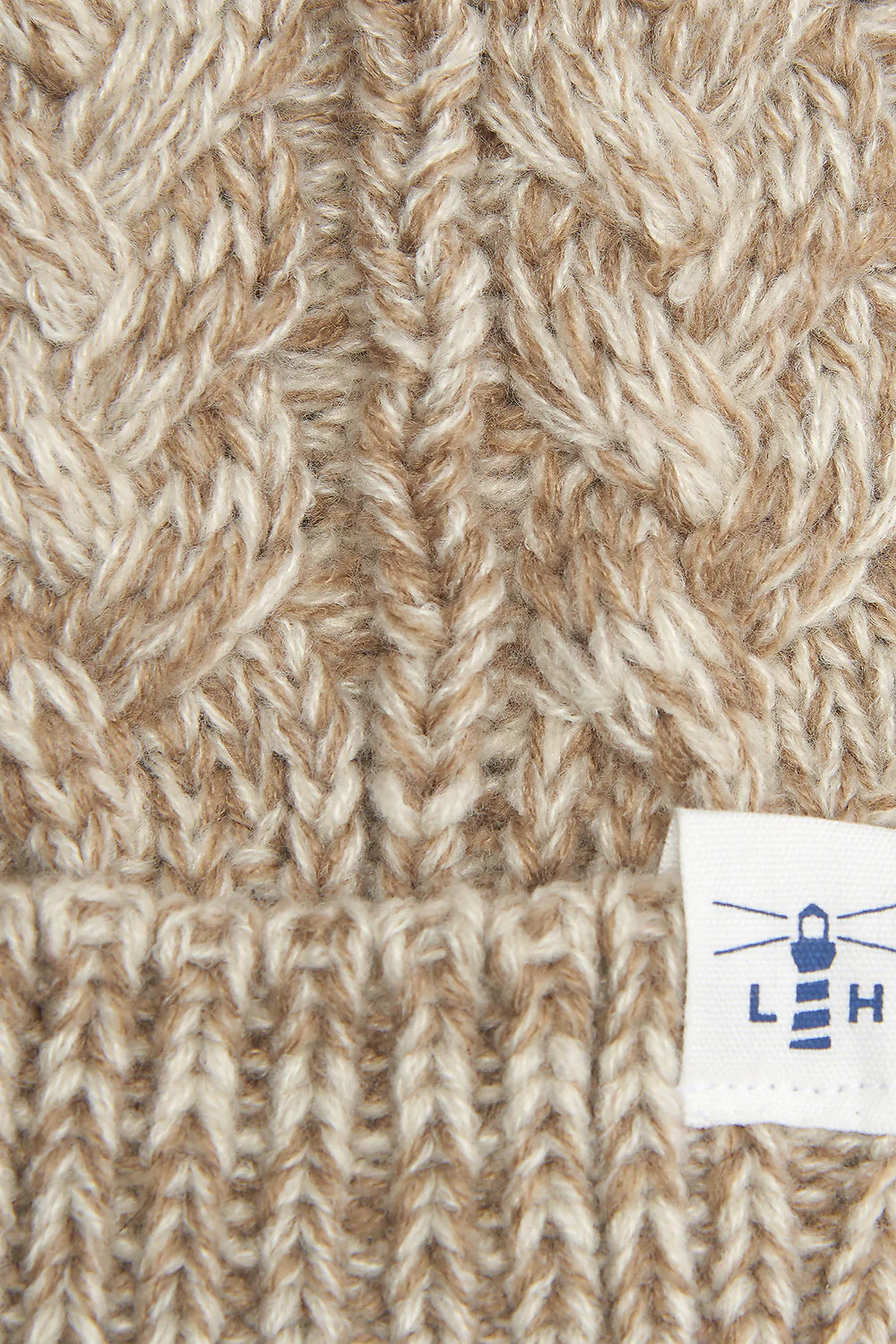 Lighthouse Hannah Bobble Hat in Almond / Navy