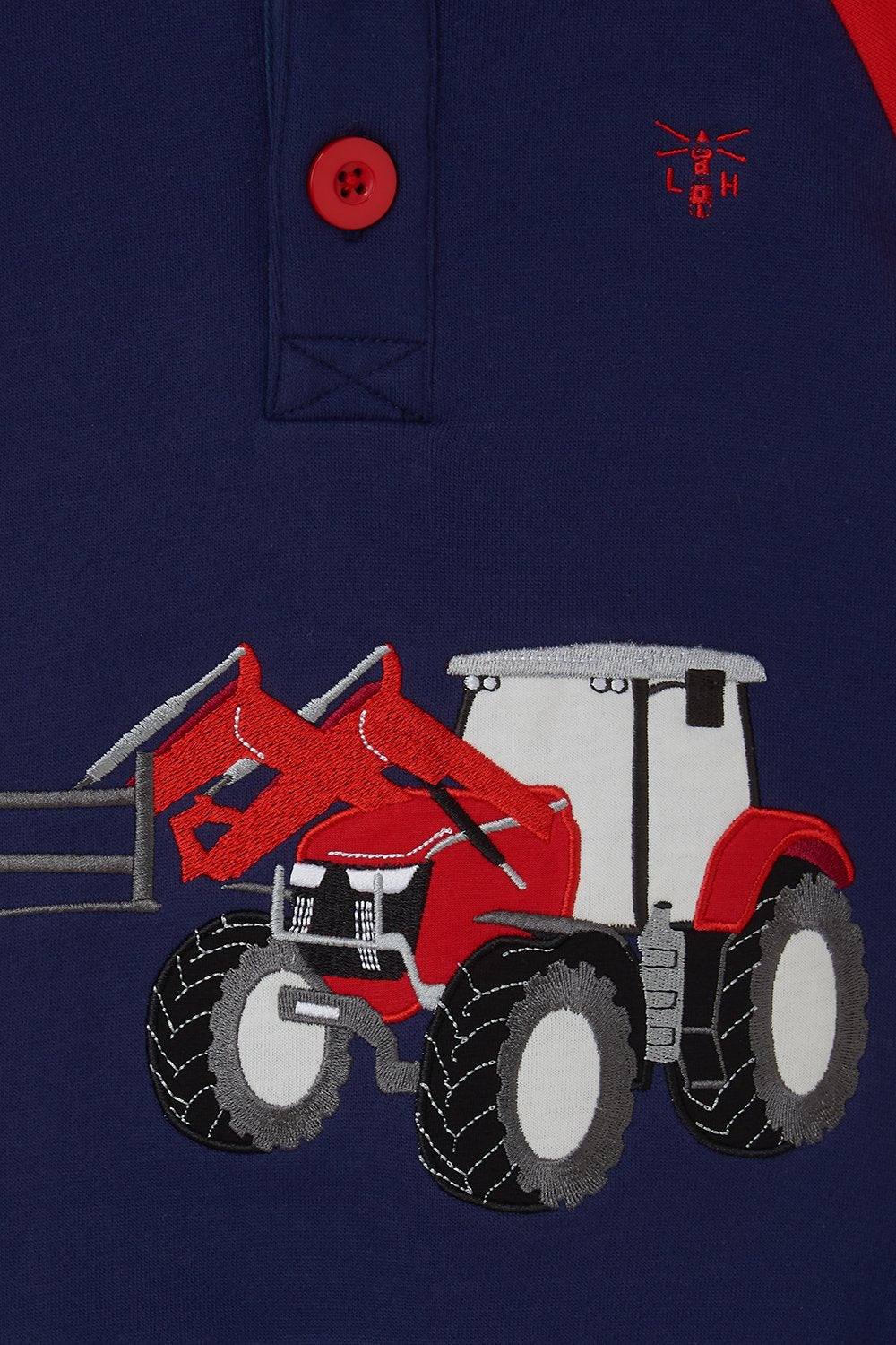 Lighthouse Jack Hoodie with Tractor Front Loader Applique  - Red & Navy