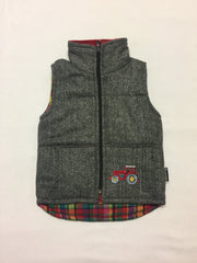 Boys' Tractor Bodywarmer in Brown Tweed