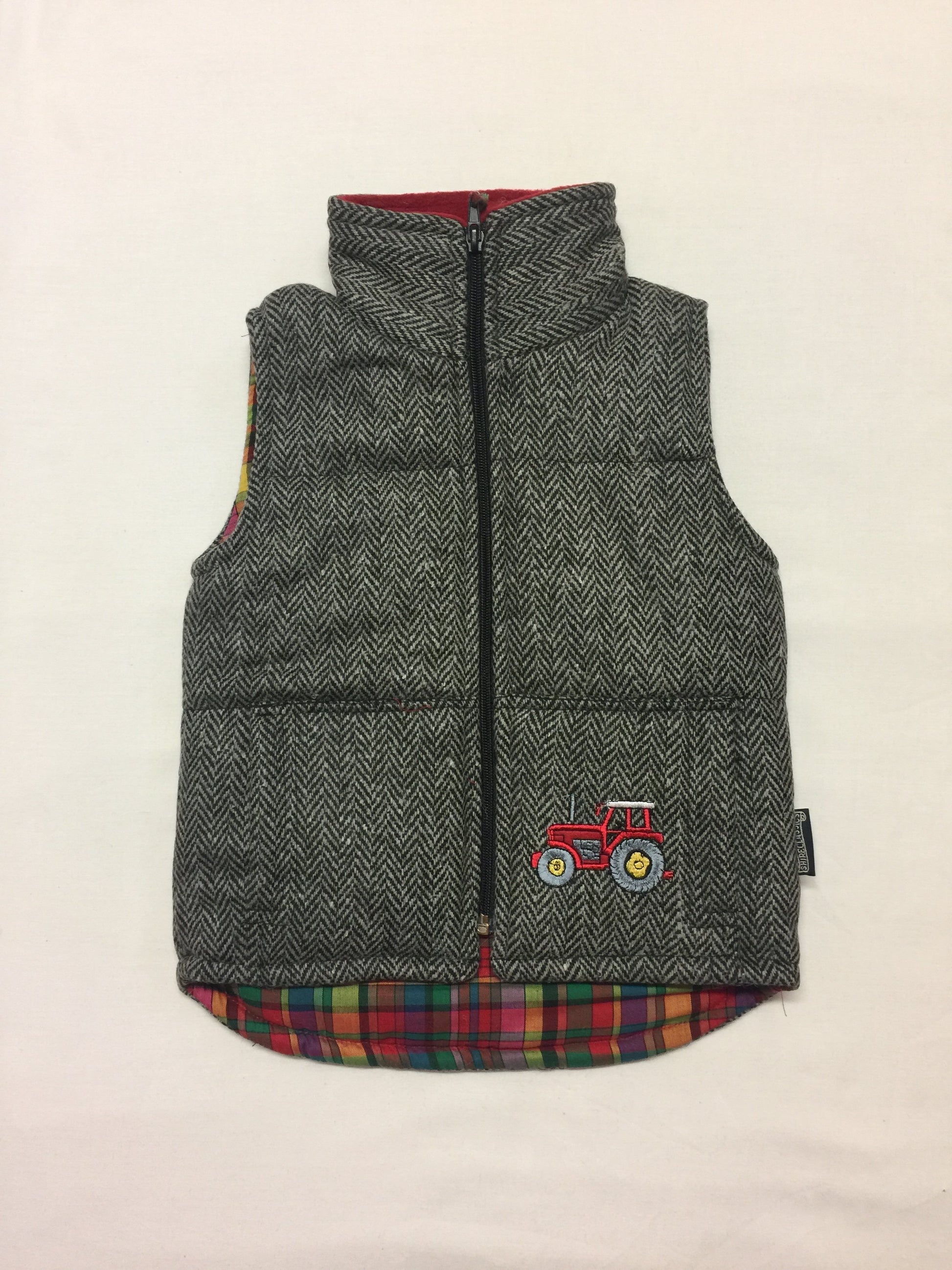 Boys' Tractor Bodywarmer in Brown Tweed