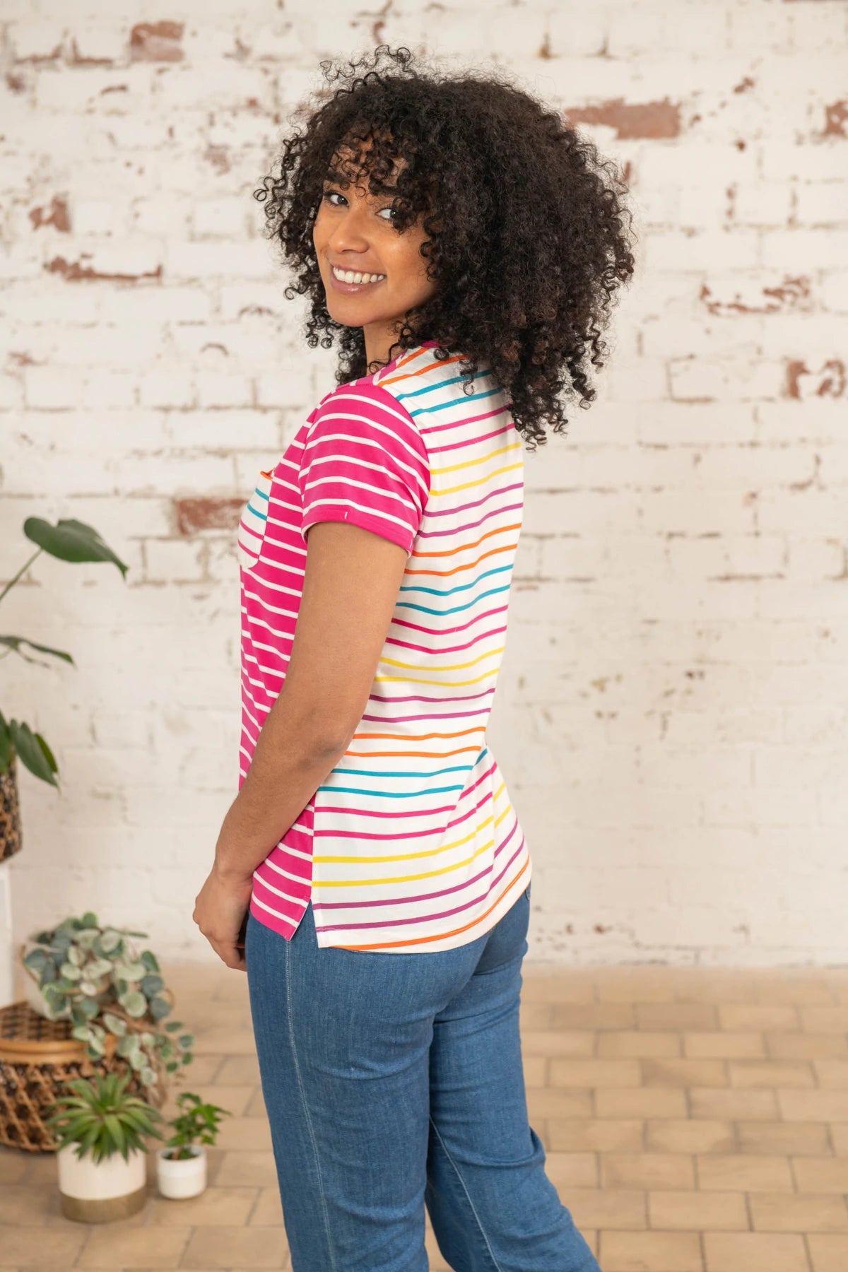 Lighthouse- Ladies Causeway T-Shirt - Pink Stripe