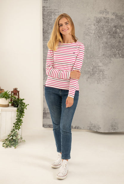 Lighthouse Causeway Long Sleeve in Red / Pink Stripe