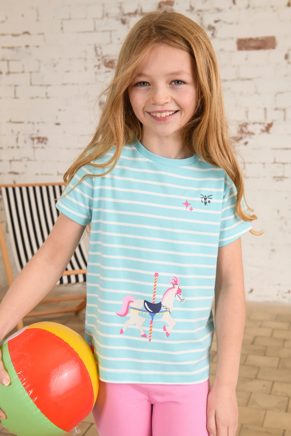 Lighthouse Causeway Kids T-Shirt - Carousel Horse