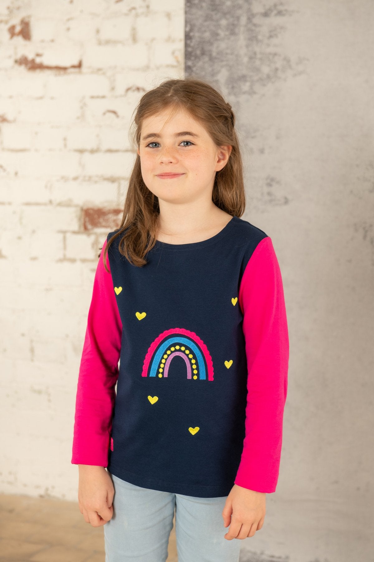 Lighthouse Causeway Kids Top / T-Shirt in Rainbow Applique