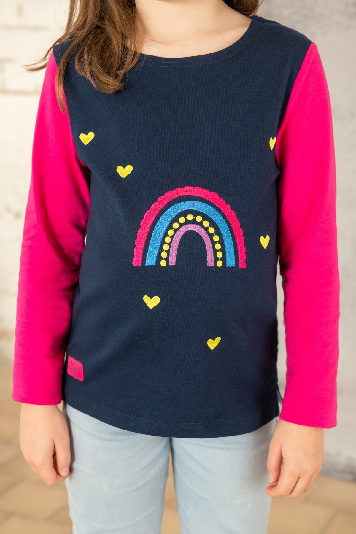 Lighthouse Causeway Kids Top / T-Shirt in Rainbow Applique