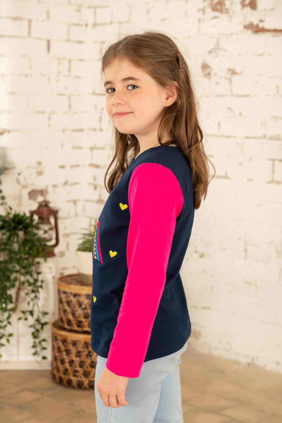 Lighthouse Causeway Kids Top / T-Shirt in Rainbow Applique
