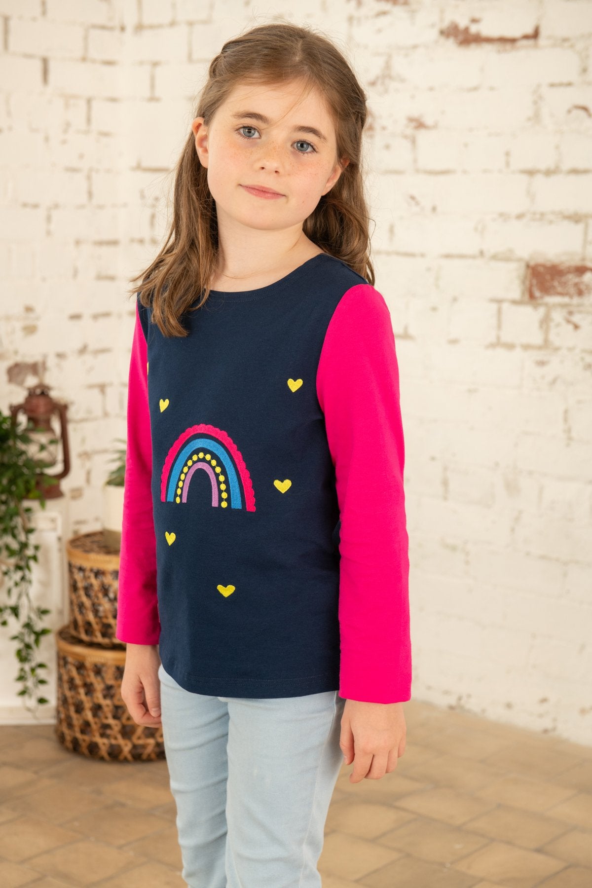 Lighthouse Causeway Kids Top / T-Shirt in Rainbow Applique