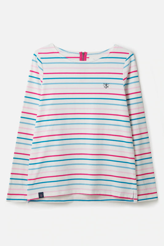 Ladies Causeway Top - Teal pink stripe
