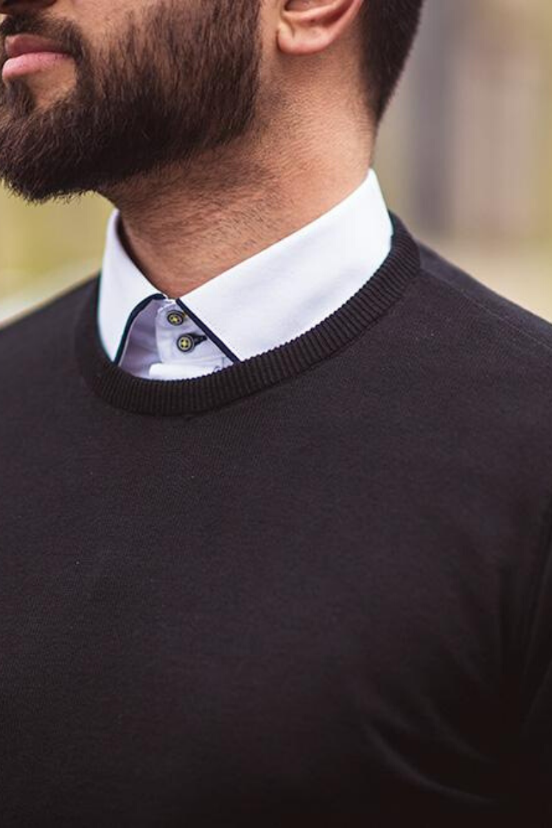 House of CAVANI BLACK CREWNECK KNIT