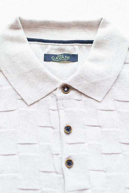 HOUSE OF CAVANI ECRU TEXTURED POLO SHIRT