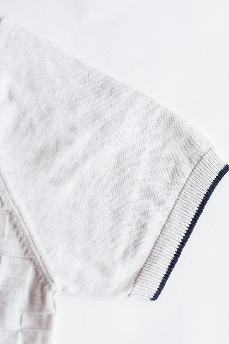 HOUSE OF CAVANI ECRU TEXTURED POLO SHIRT