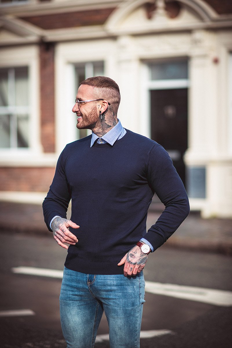 HOUSE OF CAVANI NAVY CREWNECK KNIT