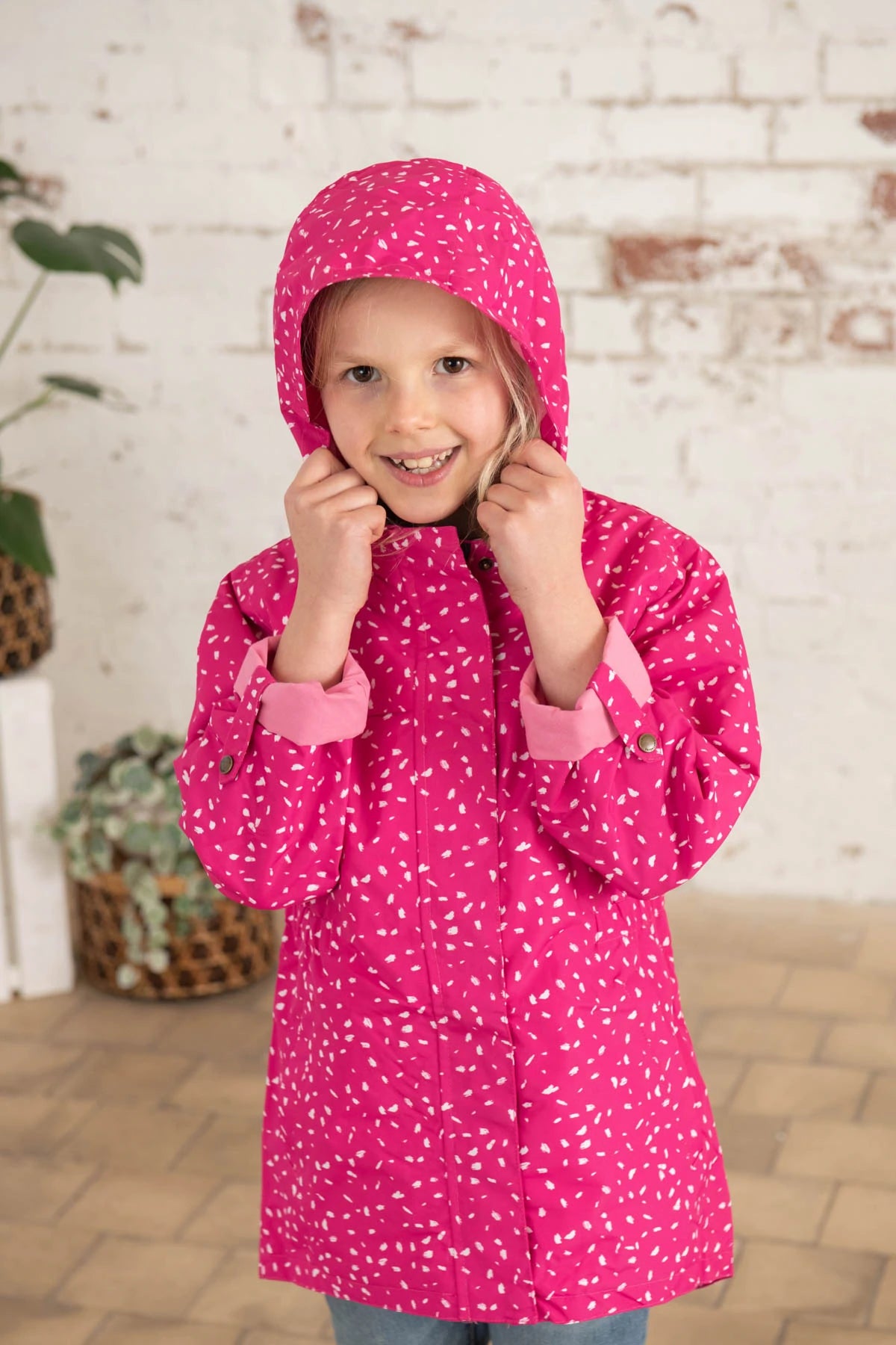 Charlotte - Girls Jacket Bright Pink Print