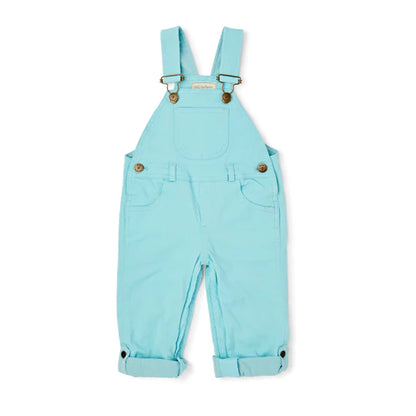 Dotty Dungarees in Mint Denim