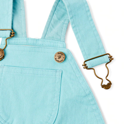 Dotty Dungarees in Mint Denim