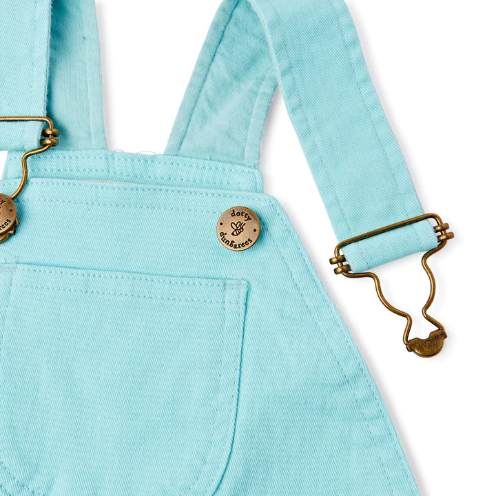 Dotty Dungarees in Mint Denim