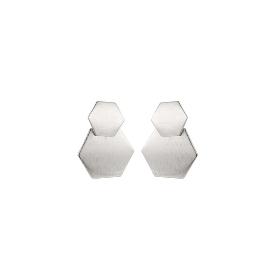 Hex - Silver Oversized Hexagon Earrings - from Frinkle