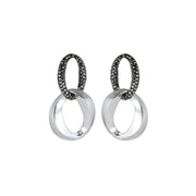 Cookie - Black Gem and Silver Link Oversized Earrings - from Frinkle