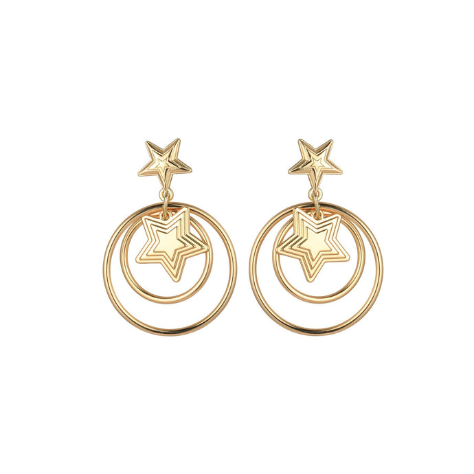 Frinkle Star - Yellow Gold Star in Circles Oversized Earrings - from Frinkle
