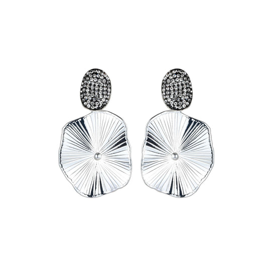 Silver and Black Lilypad Oversized Earrings - from Frinkle