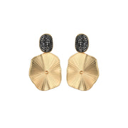Yellow Gold and Black Lilypad Oversized Earrings - from Frinkle
