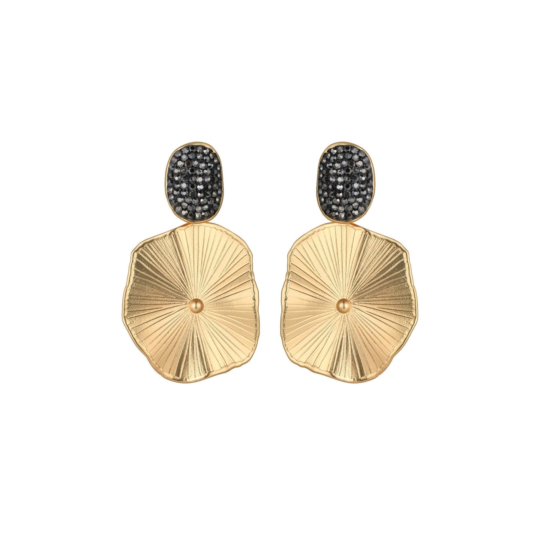 Yellow Gold and Black Lilypad Oversized Earrings - from Frinkle