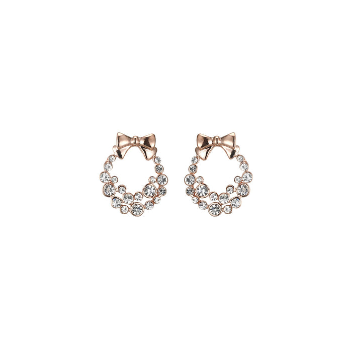 Deck the Halls - Rose Gold and Diamante Christmas Wreath Stud Earrings - from Frinkle