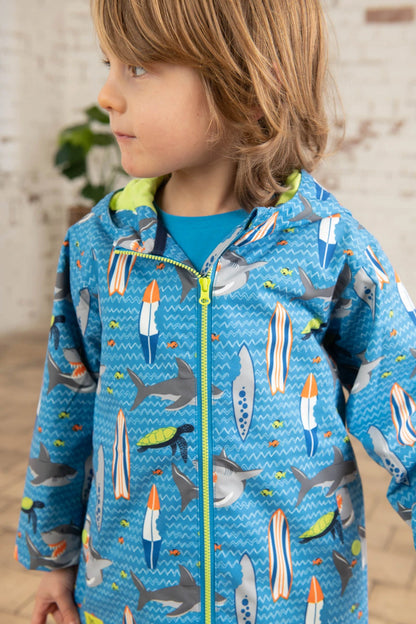 Lighthouse Boys Ethan Shark / Surf Print Waterproof Coat