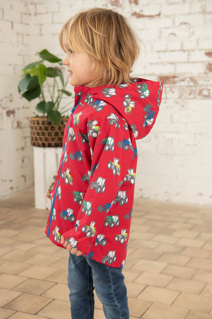 Lighthouse Boys Ethan Waterproof Coat Tractor & Digger in red