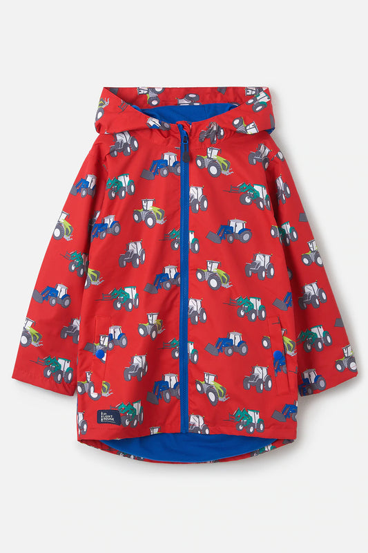 Lighthouse Boys Ethan Waterproof Coat Tractor & Digger in red