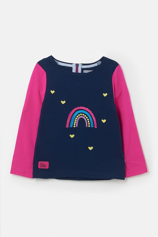 Lighthouse Causeway Kids Top / T-Shirt in Rainbow Applique