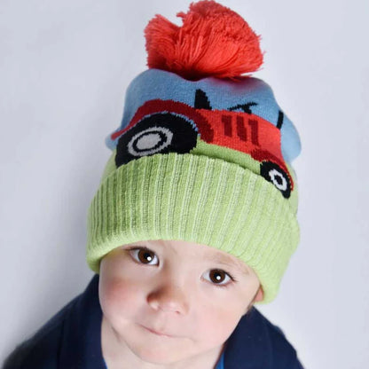 Powell Craft Tractor Knitted Bobble Hat   2 - 5 Years