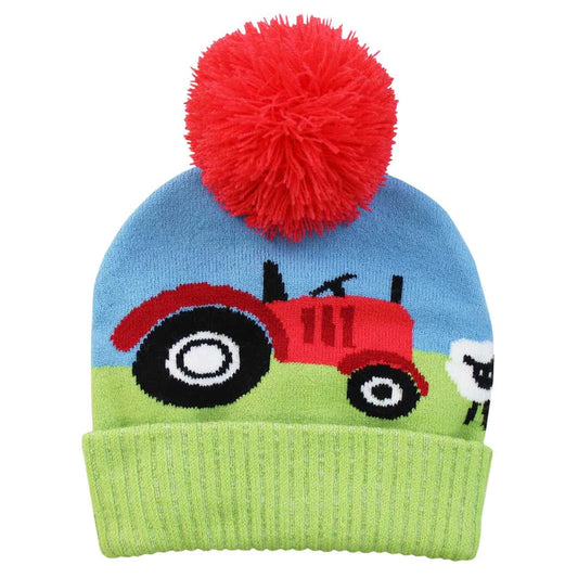 Powell Craft Tractor Knitted Bobble Hat   2 - 5 Years