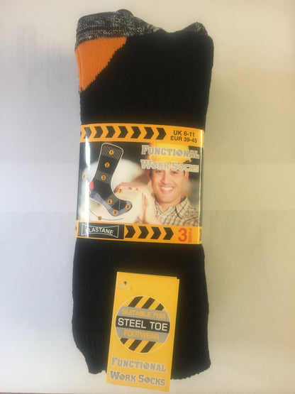 Multi Pack Mens' Functional Work Socks (12 pairs)