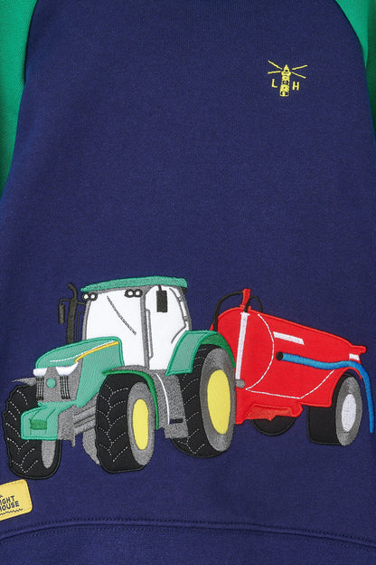 Lighthouse Jack Hoodie with Tractor & Slurry Tanker - Green & Navy