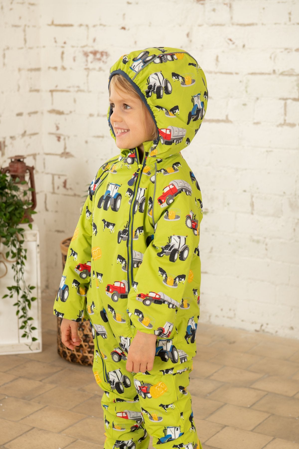 Lighthouse Jamie Puddle Suit - Lime Green Farm Yard