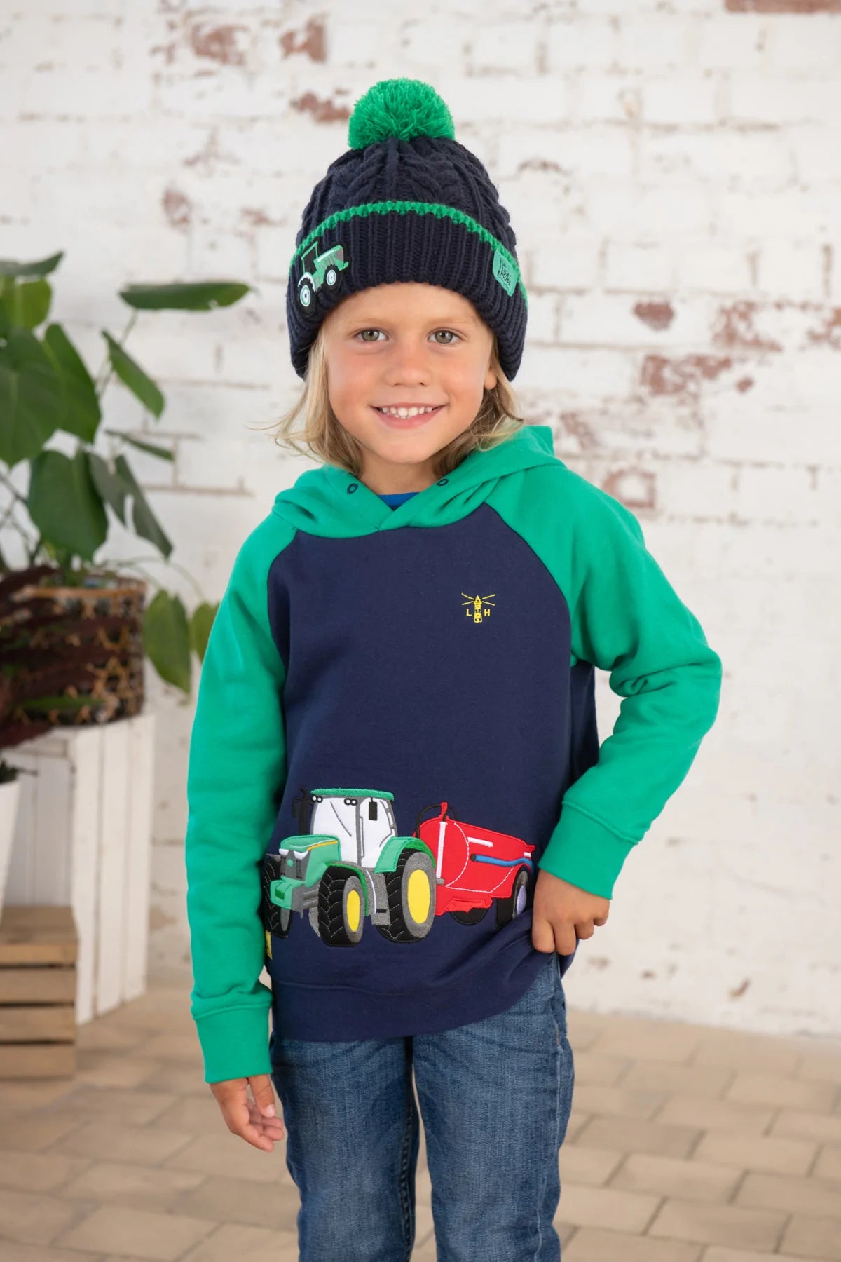 Lighthouse Jack Hoodie with Tractor & Slurry Tanker - Green & Navy