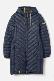 Lighthouse Laurel Mid-Length Coat in Navy With Yellow Logo