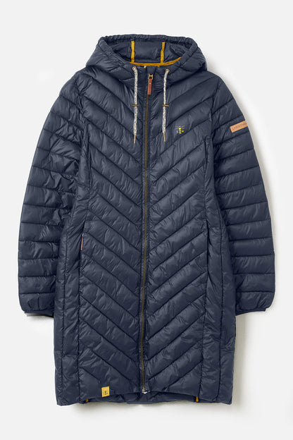 Lighthouse Laurel Mid-Length Coat in Navy With Yellow Logo