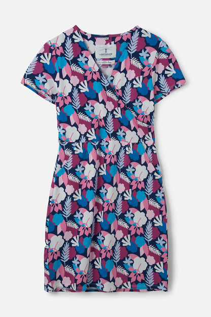 Lighthouse Lena Dress - Night Sky Abstract Leaf