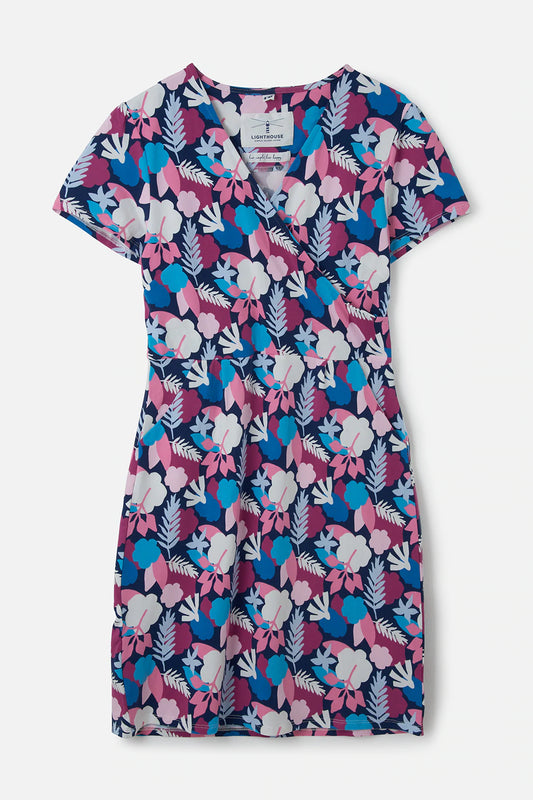 Lighthouse Lena Dress - Night Sky Abstract Leaf